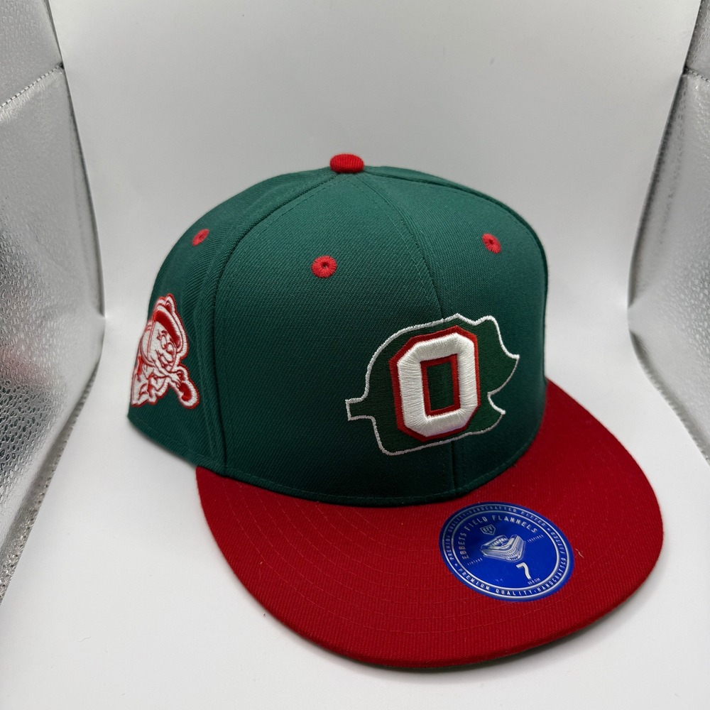 Ebbets Field Flannels Oakland Oaks DNA Fitted Hat Green Red Size 7 PCL Baseball